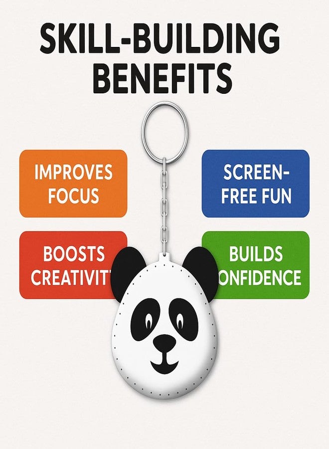 iCraft DIY Felt Keychain Kit for Kids - Easy Sew Plush Craft for Fine Motor Skills & Parent-Child Fun - Ages 6-12 (Panda) - Image 4